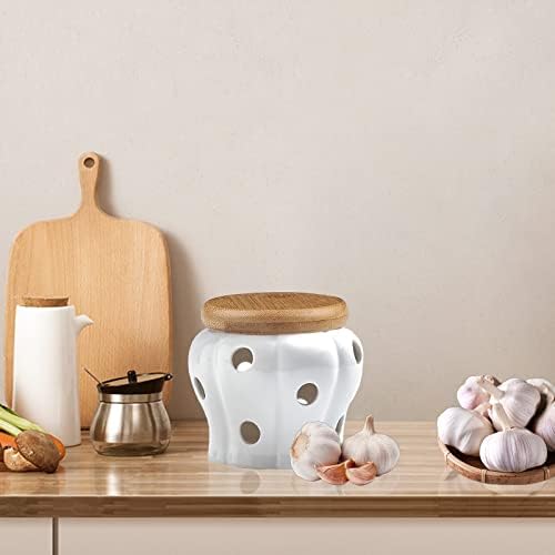 MEKBOK Garlic Keeper,Garlic Keeper for Counter,White Ventilated Garlic