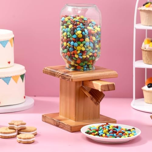 Maxdot Wooden Candy Dispenser Wood Storage Containers for Gummy Versatile Snack Storage Machine Candy Dispenser Countertop Suitable for Bean and Cereal (light brown)