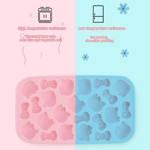 Ice Tray with Lid and Bin and Ice Scoop, Cartoon Silicone Ice Molds