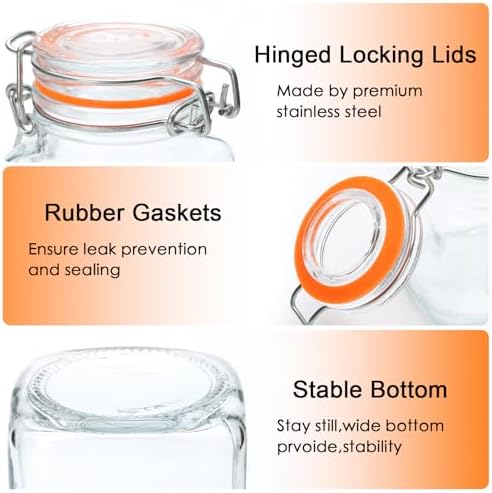 4 oz Glass Jars With Airtight Lids And Leak Proof Rubber Gasket,Small