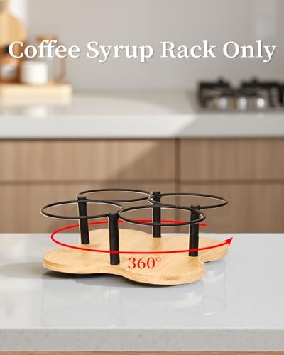 Rotating Coffee Syrup Organizer, 16.9oz Syrup Bottle Holder