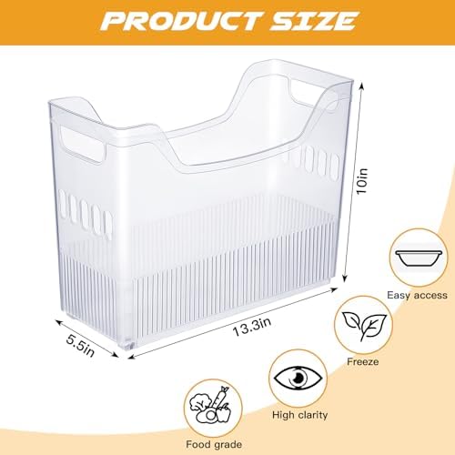 Beeveer 4pcs Plastic Freezer Organizer Bin with Wheel