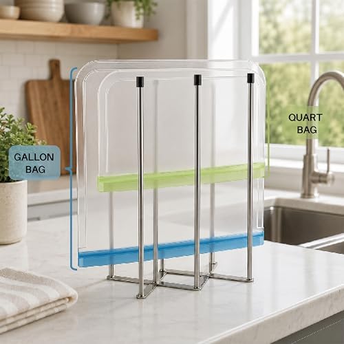 Reusable Bags Drying Rack, Extra Tall Foldable Stainless Steel Stand