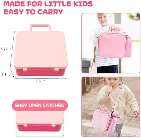 Kids Bento Lunch Box with 8oz Soup Thermo, Water Bottle, Leakproof