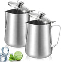 2 Pcs 67 Oz/ 2 L 304 Stainless Steel Pitcher with Lid Milk Frothing
