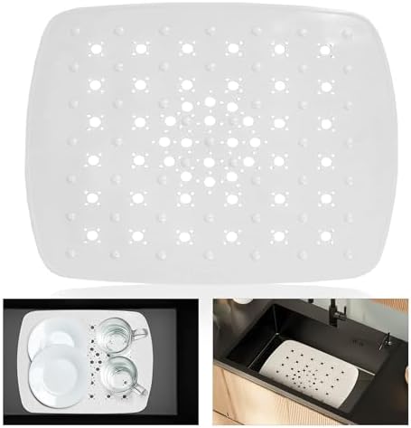 Home Basics Kitchen Sink Mat, White, 11" x 13"