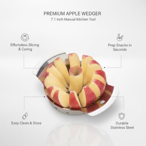 Apple Slicer Corer, Stainless Steel Fruit Wedger for Snacks and Pie