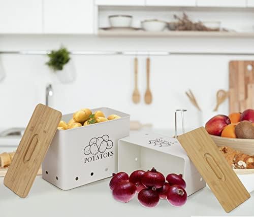 Potato and Onion Storage Bin Set of 2, Vented Metal Vegetable Storage