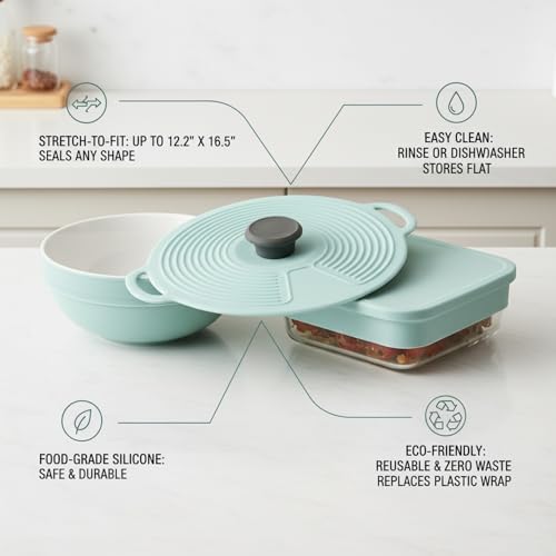 Silicone Stretch Lid for Bowls up to 12.2 Inches, 1 Pack