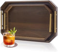 2pcs Wooden Serving Trays for Party with Metal Handles Octagonal