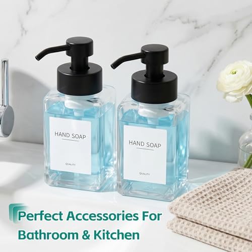 2Pcs 12oz/350ml Glass Foaming Soap Dispensers