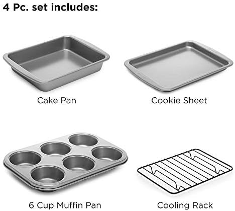 Ecolution Non-Stick Toaster Oven Bakeware Set 4-Piece, Carbon Steel