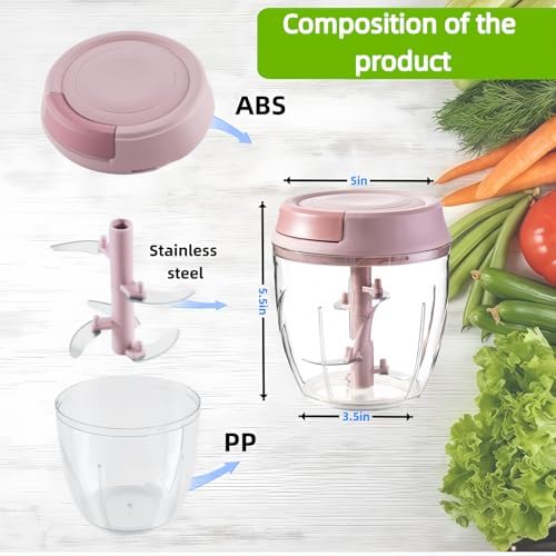 Manual Food Processor, Garlic Mincer Hand Cutter, Vegetable Chopper