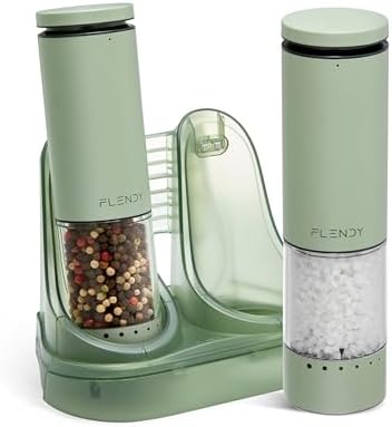 Flendy Rechargeable Salt and Pepper Grinder Set, Charging Base