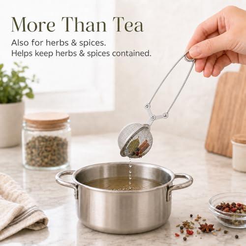 3-Pack Fine Mesh Tea Ball Infusers with Long Handles, Stainless Steel