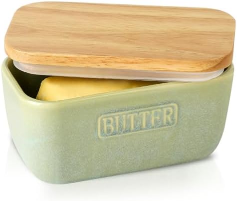 HVH Ceramic Butter Dish with Lid for Countertop, Airtight Butter