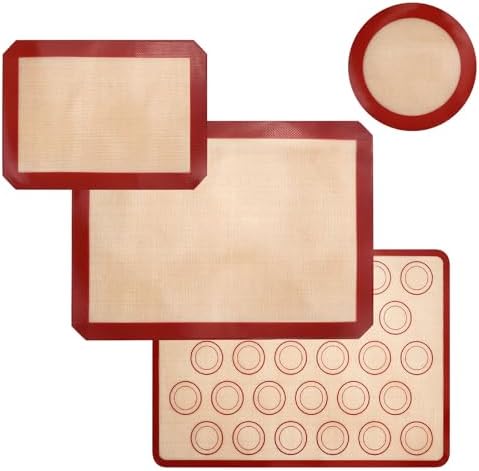 4 Silicone Baking Mats, Non-Stick Reusable Food Grade Baking Mats Oven