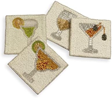 Folkulture Coasters Set of 4 for Drink, Coffee Bar Accessories, Table