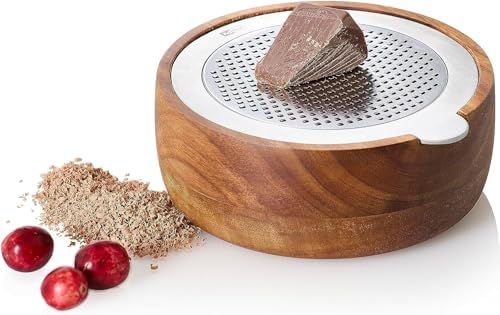 AdHoc Cut n Serve Fine Grater, Acacia Wood, 5"