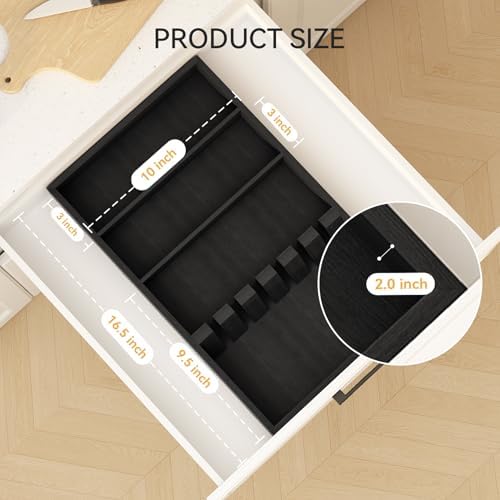 Yofidra Pure Bamboo Silverware Drawer Organizer: 16.5 Inch Large