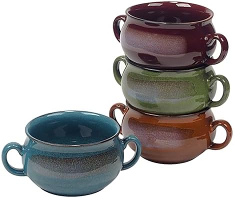 Stoneware 24oz Reactive Glaze Soup Crocks Set of 4: Perfect for soups