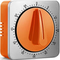 Orange Mechanical Kitchen Timer, Stainless Steel