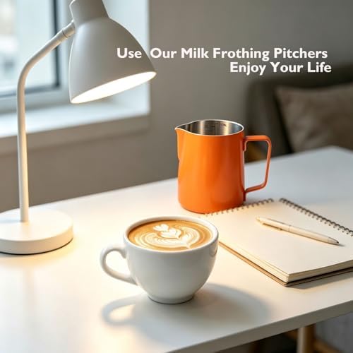600ml(20oz) Milk Frothing Pitcher, Stainless Steel Milk Steamer Cup