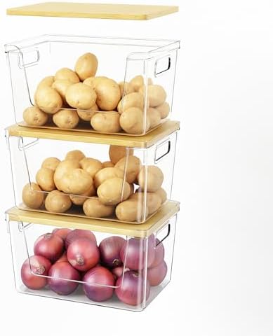 3 Set Pantry Organizer and Stackable Storage Kitchen,Sturdy and