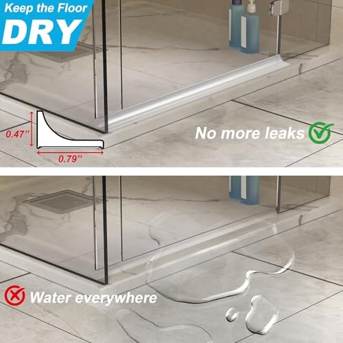 39Inch Shower Threshold Water Dam, Self-Adhesive Silicone Shower