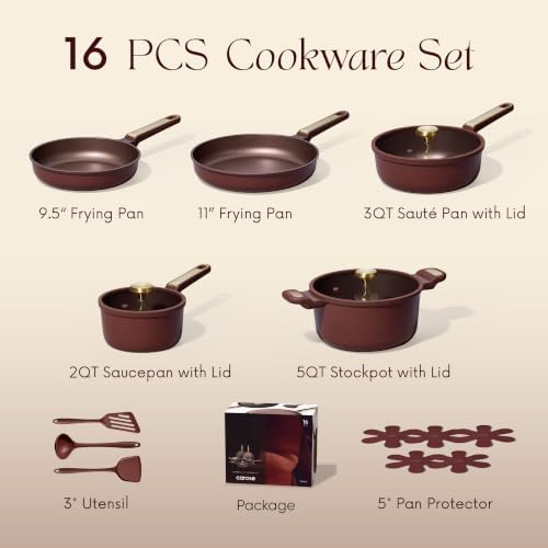 CAROTE Cookware Sets, Pots and Pans Set Non Stick, 16pcs