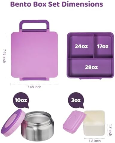 SOHIDA Bento Box with 10oz Soup Thermo: Kids Leakproof Lunch Box with