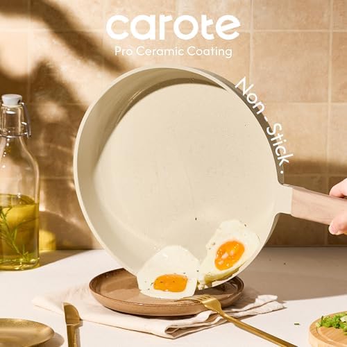 CAROTE 22pcs Ceramic Cookware Sets, Pots and Pans Set