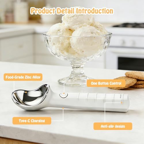 Heated Ice Cream Scoop Rechargeable Ice Cream Scooper with ON/OFF