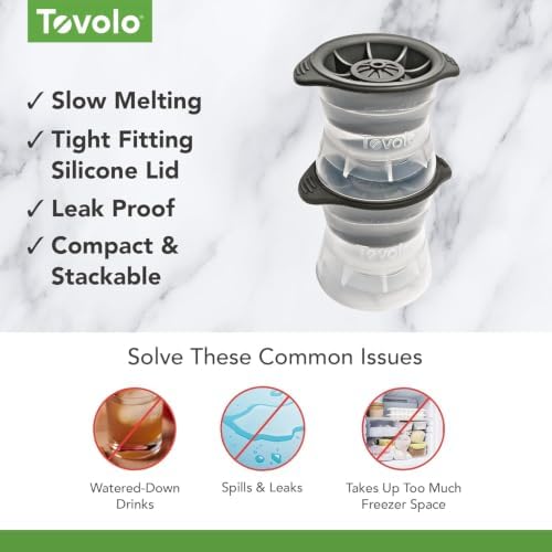 Tovolo Craft Ice Sphere Molds for Whiskey & Cocktails, Set of 2, Large