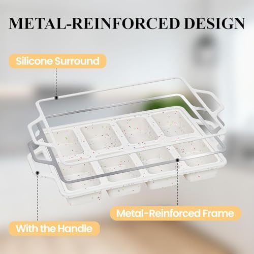 Mini Loaf Pans with Metal Frame - 2 Pack Silicone Bread Loaf Pan