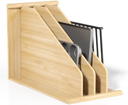 tonchean Wood Tray Dividers for Cabinet with 3 Sections
