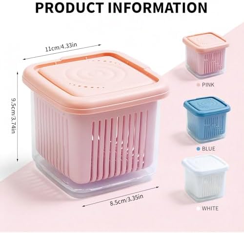 Fruit Storage Containers for Fridge, 3 pcs, Small Clear