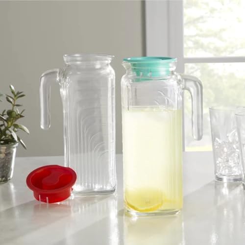 Bormioli Rocco Gelo Glass Jug with White Lid, 41 Oz - Clear