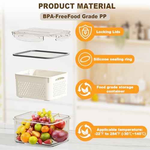 Dayacoco Fruit Storage Containers, 4 Pcs, Drain Basket