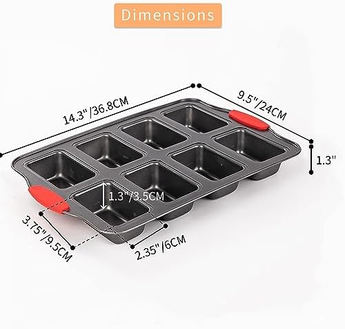 2 Packs 8 Cavity Non-Stock Mini Loaf Pan with Silicone Handle, Mini
