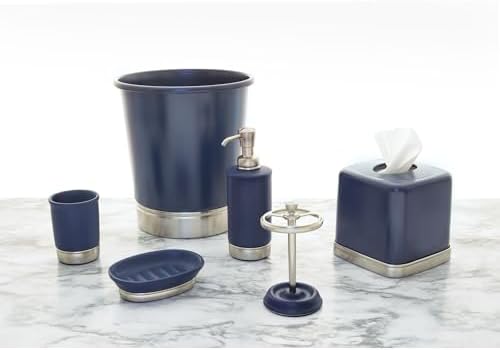 iDesign Hand Soap Dispenser, Navy Blue/Brushed Nickel