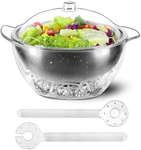 MOLIGOU Iced Salad Bowl, Salad Serving Bowl with Ice Holder and Lid