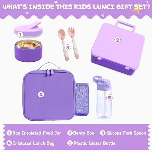 Kids Bento Lunch Box with 8oz Soup Thermo (Purple)