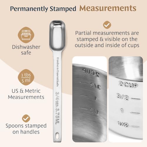 Hudson Essentials Stainless Steel Measuring Cups and Spoons Set