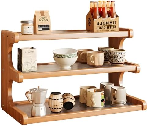 3-Tier Bamboo Mug Organizer for Cabinet, Countertop Coffee Cup Holder