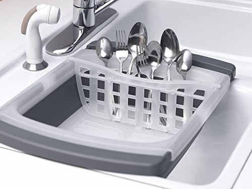 PrepWorks Collapsible Dish Drainer - Space-Saving, Expandable Dish Rack for Drying Plates, Cups, and Kitchen Utensils, Extends from 16.5" to 26.75" to Fit Over Most Sinks