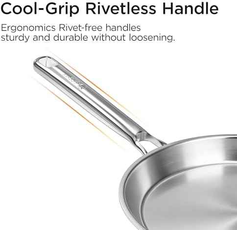 COOKER KING 9.5" Stainless Steel Crepe Pan, Everyday Flat Skillet