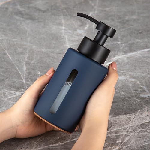 Enra Blue Soap Dispenser, 12oz Blue Glass Soap Dispenser with Pump