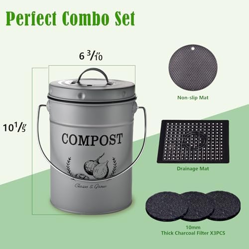 AOSION 1 Gallon Countertop Compost Bin with Lid