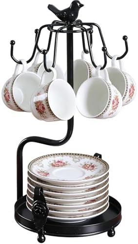 Coffee Mug Tree, Coffee Cup Holder for Countertop with 6 Hooks, Tea